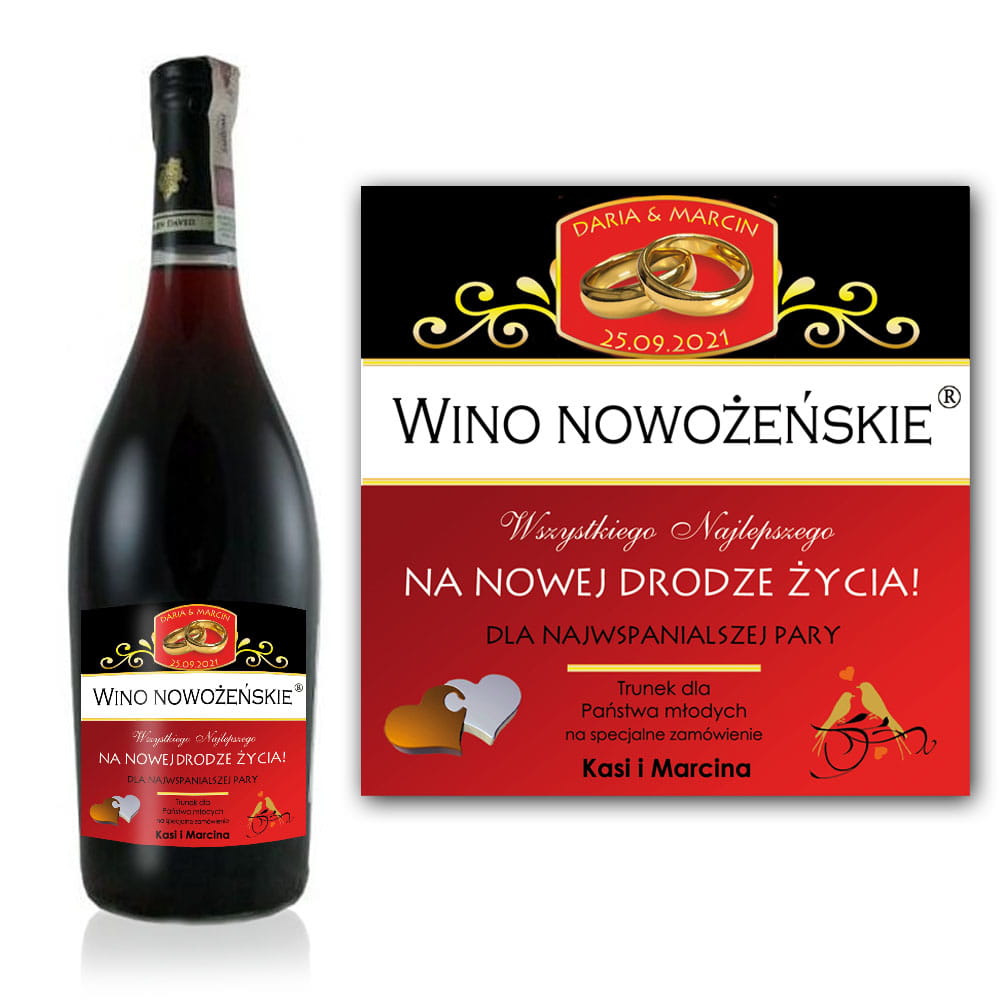 Etykieta personalizowana na wino z okazji Ślubu